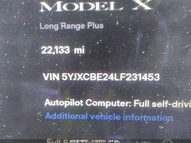 2020 Tesla Model X, VIN: 5YJXCBE24LF231453