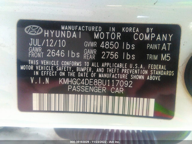Hyundai Genesis 2011 KMHGC4DE8BU117092 Image 9