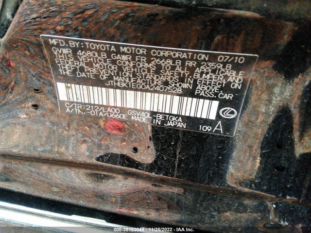 Lexus ES 350 2010 JTHBK1EG0A2407528 Image 10