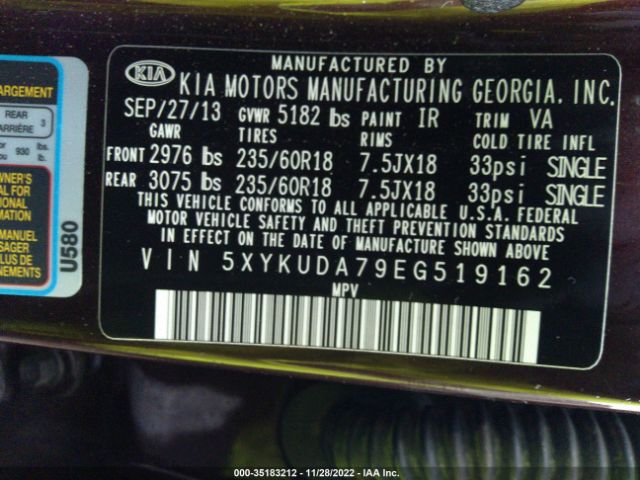5XYKUDA79EG519162 KIA SORENTO EX