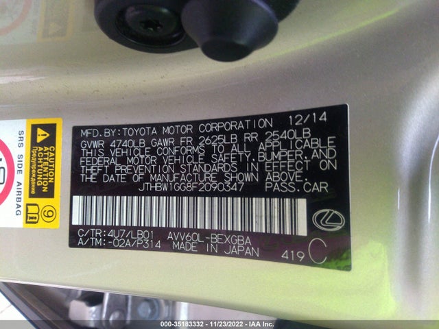 2015 Lexus ES, VIN: JTHBW1GG8F2090347