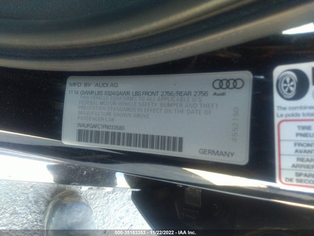 2015 Audi A6, VIN: WAUFGAFC1FN033580