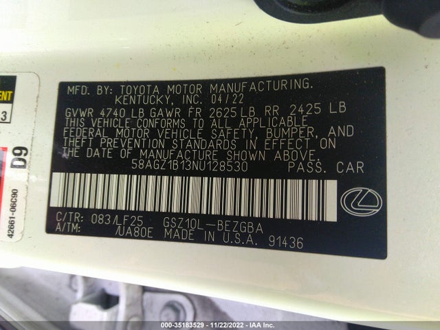 58AGZ1B13NU128530 Lexus Es Es 350 F Sport