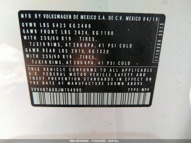3VV4B7AX8JM154990 Volkswagen Tiguan Sel Premium