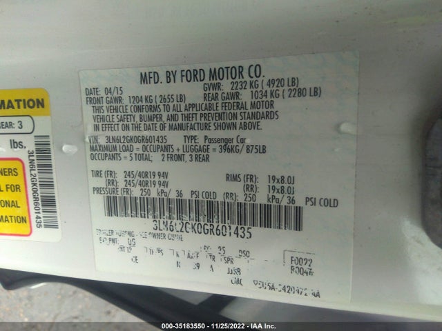2016 Lincoln MKZ, VIN: 3LN6L2GK0GR601435