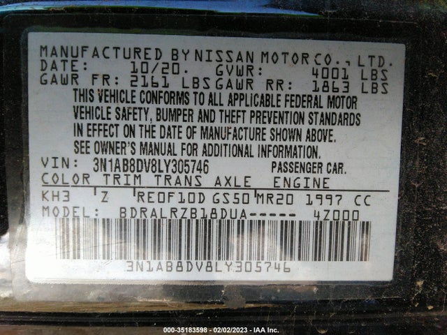 Nissan SENTRA SR 2020 3N1AB8DV8LY305746 Image 10