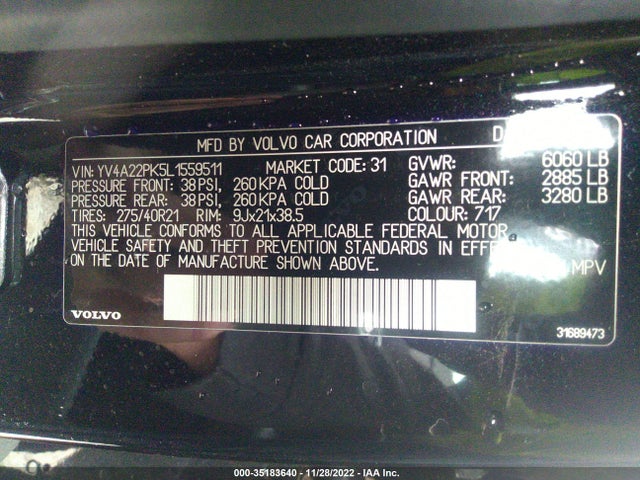Volvo XC90 2020 YV4A22PK5L1559511 Image 11