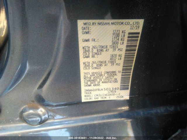 1N6AA1EF6LN501340 Nissan TITAN SV