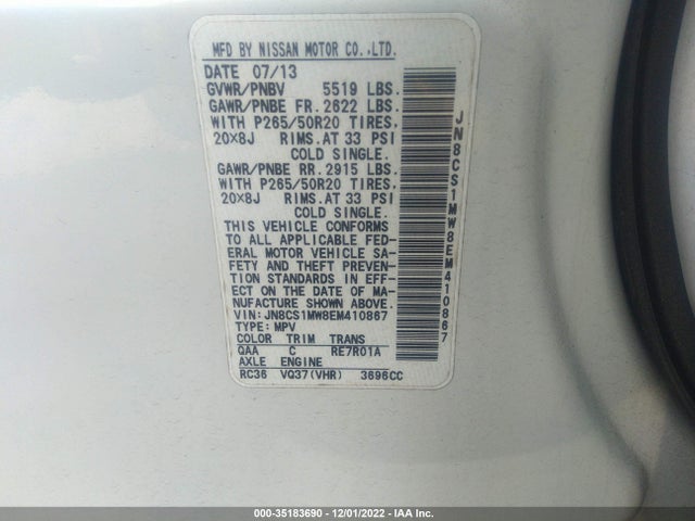 2014 Infiniti QX70, VIN: JN8CS1MW8EM410867