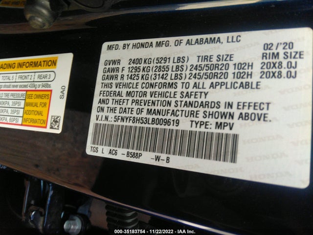 2020 Honda Passport, VIN: 5FNYF8H53LB009619