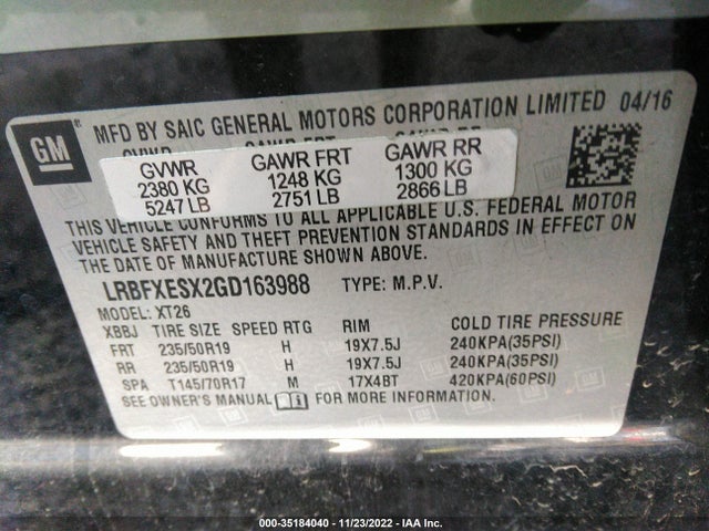 2016 Buick Envision, VIN: LRBFXESX2GD163988