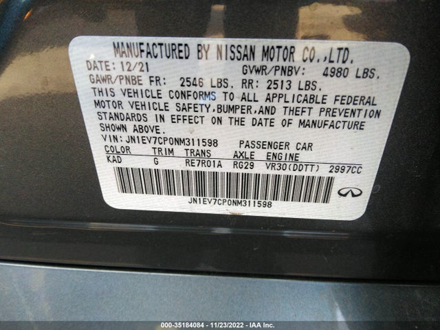 2022 Infiniti Q50, VIN: JN1EV7CP0NM311598