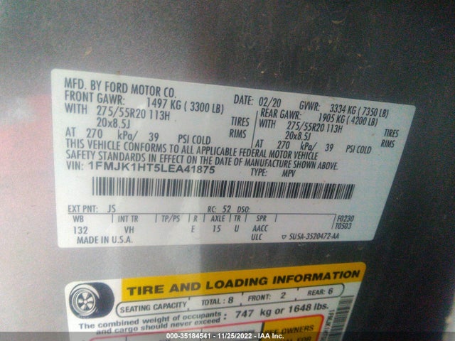 2020 Ford Expedition, VIN: 1FMJK1HT5LEA41875