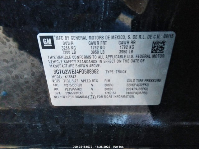GMC Sierra 1500 Denali 2015 3GTU2WEJ4FG508962 Image 9
