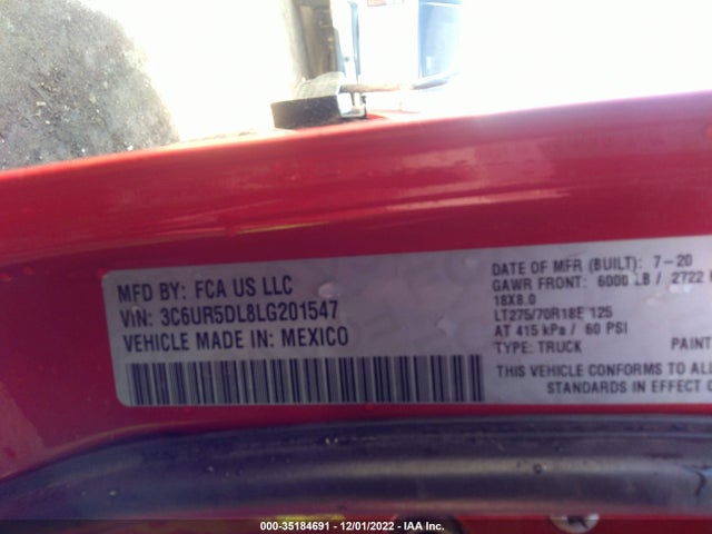 2020 Ram 2500, VIN: 3C6UR5DL8LG201547