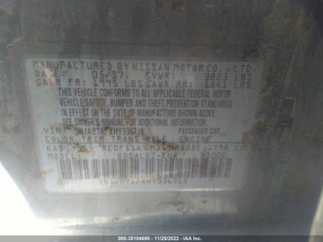 3N1AB7APXHY336715 Nissan SENTRA S