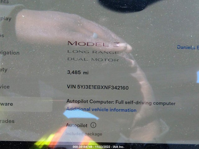 Tesla Model 3 Long Range 2022 5YJ3E1EBXNF342160 Image 8
