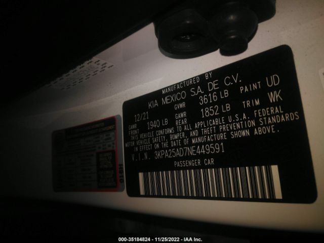 3KPA25AD7NE449591 KIA Rio 5-door S