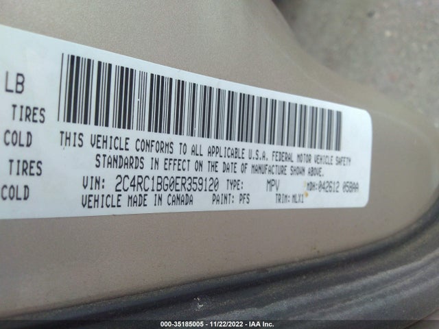 2C4RC1BG0ER359120 Chrysler Town & Country Touring