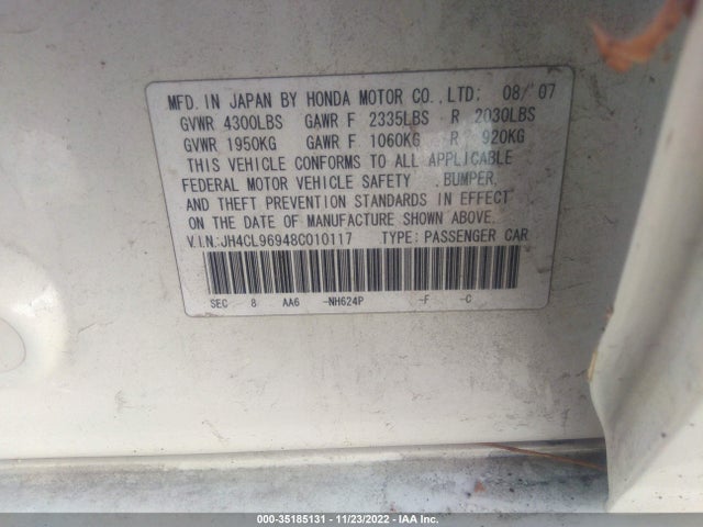 Acura Tsx Nav 2008 JH4CL96948C010117 Image 10