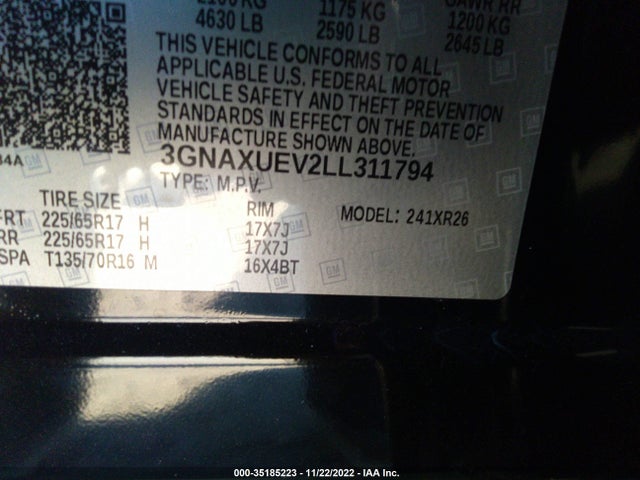 Chevrolet EQUINOX LT 2020 3GNAXUEV2LL311794 Image 9