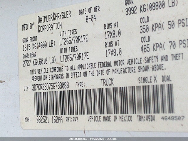 Dodge Ram 2500 Slt 2005 3D7KR28D75G733088 Image 13