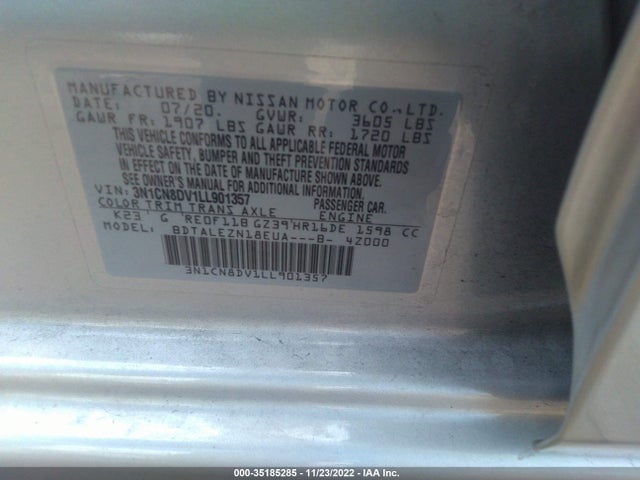 2020 Nissan Versa, VIN: 3N1CN8DV1LL901357