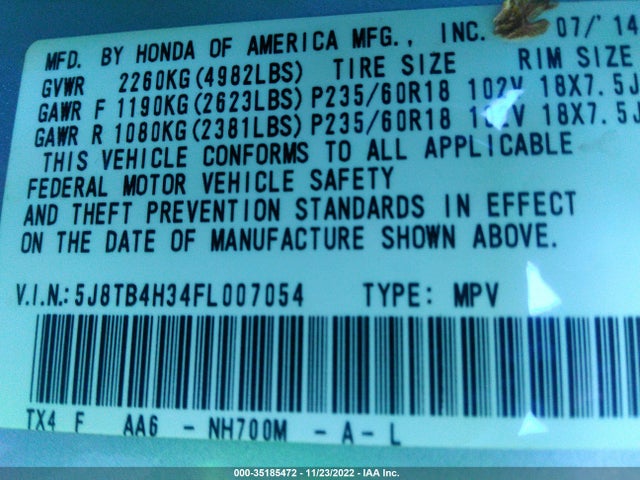Acura RDX 2015 5J8TB4H34FL007054 Image 9