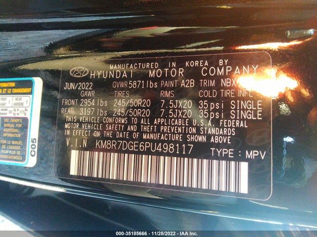 2023 Hyundai Palisade, VIN: KM8R7DGE6PU498117