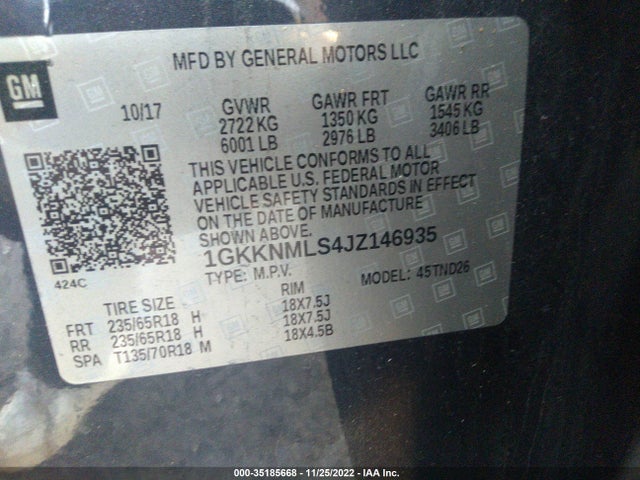 GMC ACADIA SLT 2018 1GKKNMLS4JZ146935 Image 9