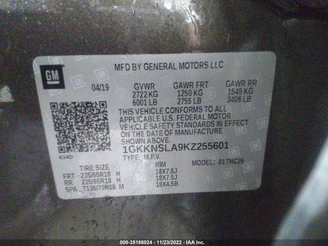 2019 GMC Acadia, VIN: 1GKKNSLA9KZ255601