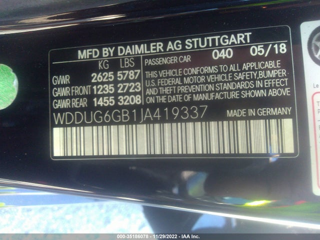 WDDUG6GB1JA419337 Mercedes-Benz S-class S 450
