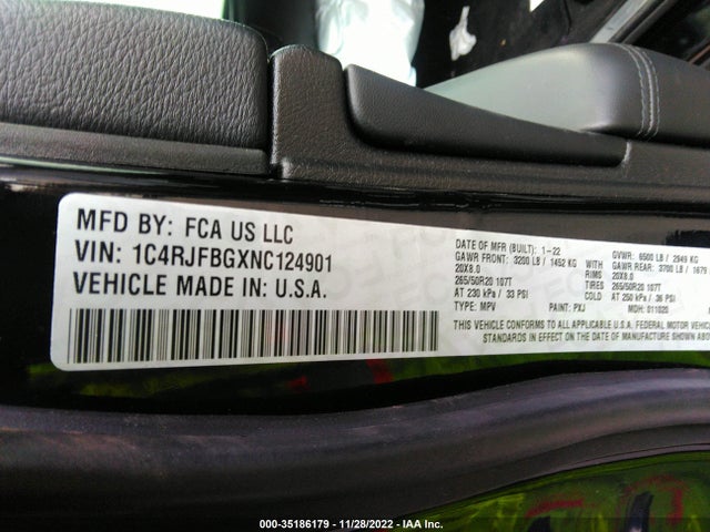 1C4RJFBGXNC124901 Jeep Grand Cherokee Wk Limited