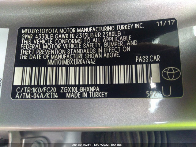 2018 Toyota CH-R, VIN: NMTKHMBX1JR047442