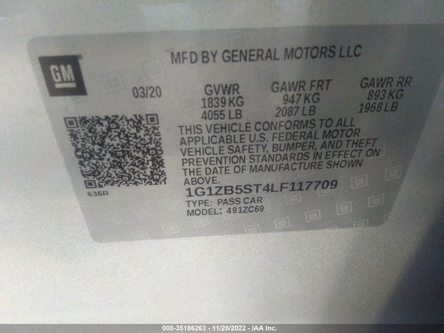 2020 Chevrolet Malibu, VIN: 1G1ZB5ST4LF117709