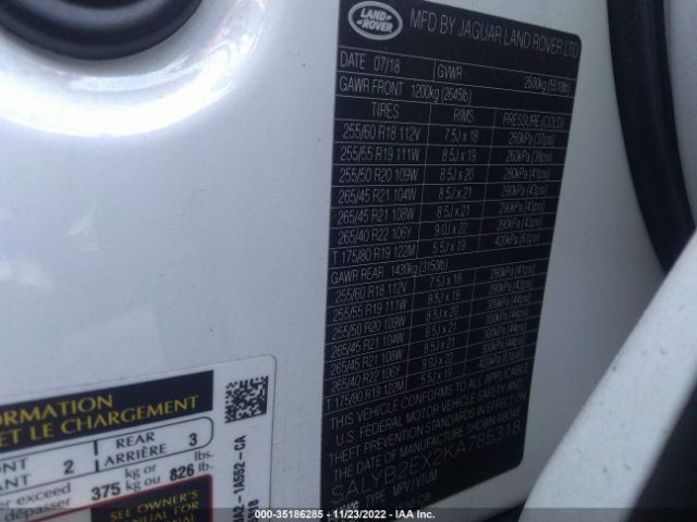 SALYB2EX2KA785318 Land Rover Range Rover Velar S