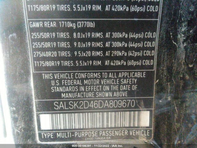 SALSK2D46DA809670 Land Rover RANGE ROVER SPORT