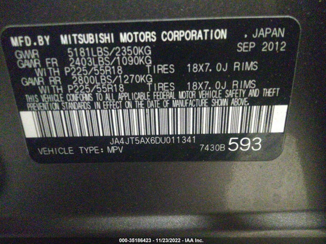 JA4JT5AX6DU011341 Mitsubishi OUTLANDER GT