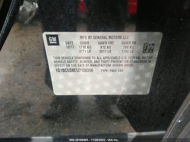 2018 CHEVROLET CRUZE LS VIN: 1G1BC5SM7J7158396