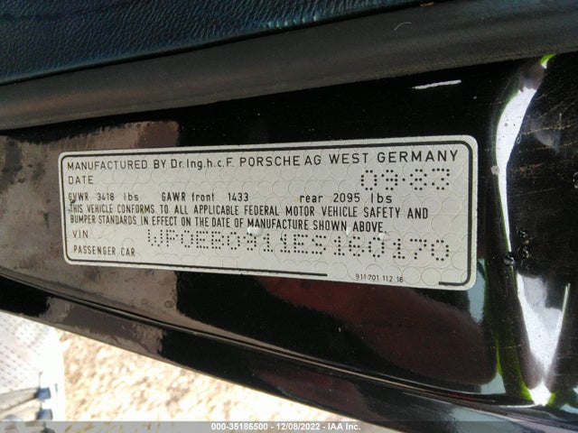 1984 PORSCHE 911 CARRERA VIN: WP0EB0911ES160170