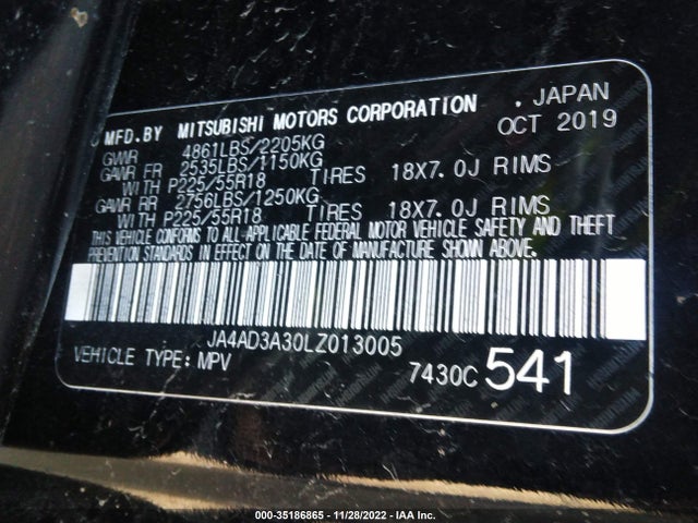 JA4AD3A30LZ013005 Mitsubishi Outlander Se/sel/le/sp