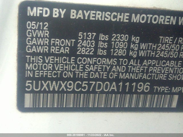 BMW X3 Xdrive28i 2013 5UXWX9C57D0A11196 Image 9