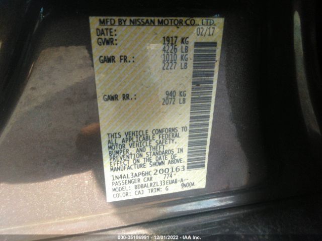 1N4AL3AP6HC200163 Nissan Altima 2.5 Sl