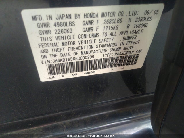 Acura RL 2006 JH4KB16566C000909 Image 10