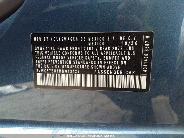 2021 Volkswagen Jetta, VIN: 3VWC57BU1MM013427