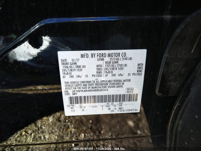 2017 Ford Edge, VIN: 2FMPK4K95HBB28302