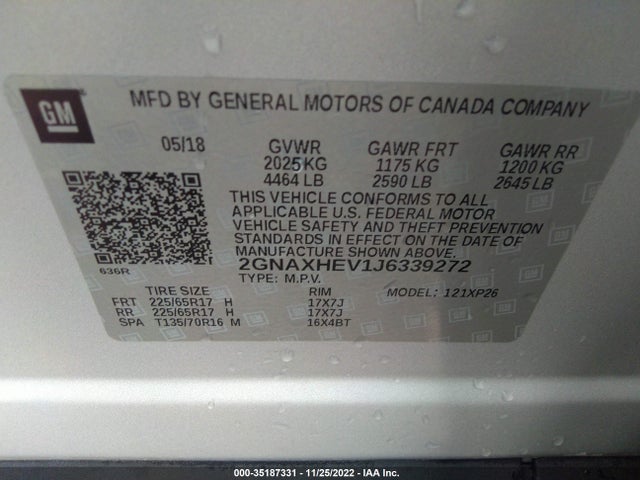 Chevrolet EQUINOX LS 2018 2GNAXHEV1J6339272 Image 9