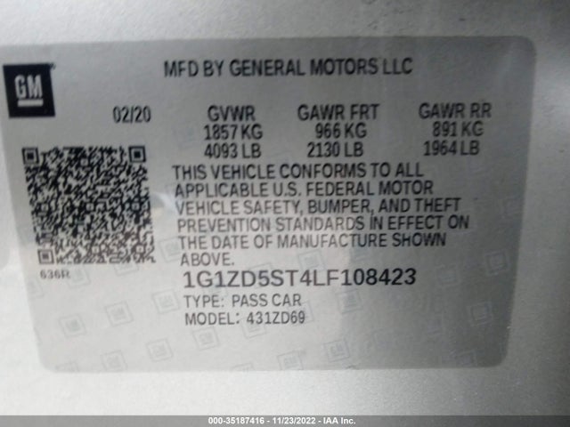 Chevrolet MALIBU LT 2020 1G1ZD5ST4LF108423 Image 8