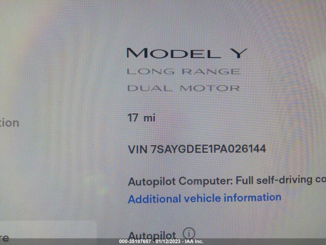 Tesla Model Y Long Range 2023 7SAYGDEE1PA026144 Image 9