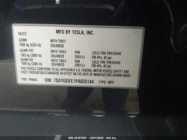 Tesla Model Y Long Range 2023 7SAYGDEE1PA026144 Image 11
